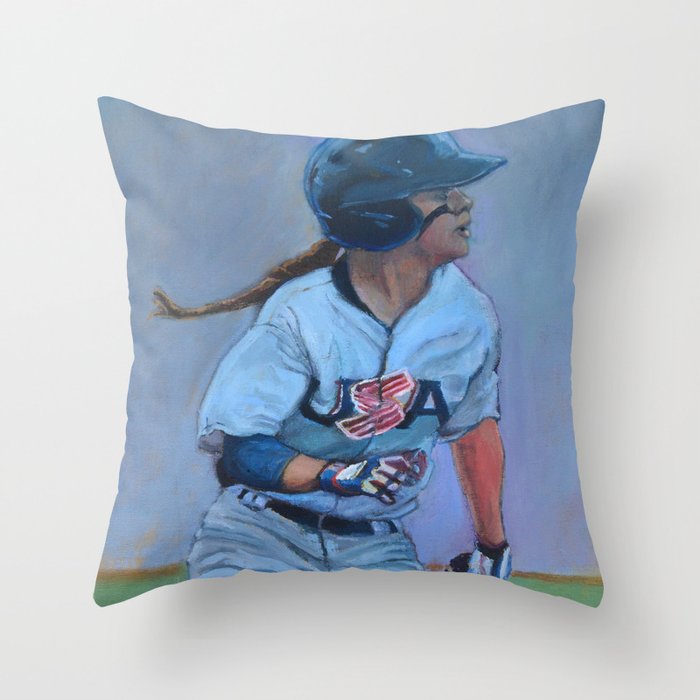 Baseball Player Throw Pillow