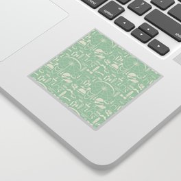 White Old-Fashioned 1920s Vintage Pattern on Apple Green Sticker