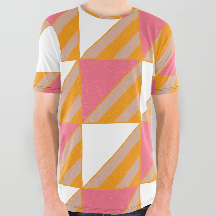 pink checkers All Over Graphic Tee