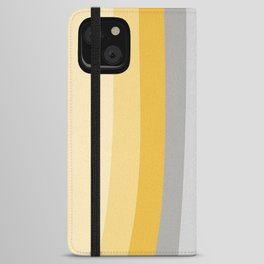 Yellow and Grey 70s Retro Abstract Rainbow iPhone Wallet Case