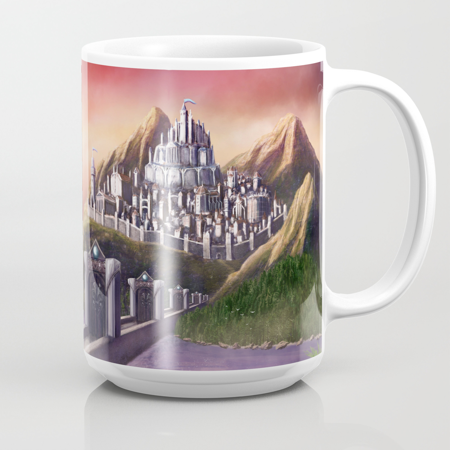 Myrinthor Fantasy Art Print Landscape Painting Mountain Castle