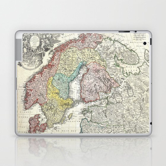 Map of Scandinavia, Norway, Sweden, Denmark and Finland Laptop & iPad Skin