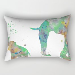 Mom and Baby Elephant Watercolor Painting 2 Rectangular Pillow