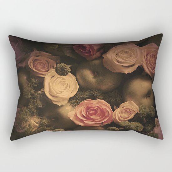 Green apples and Roses Rectangular Pillow