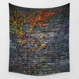 Vines on a Brick Wall (Color) Wall Tapestry