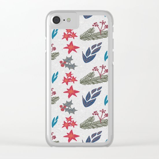 Christmas Floral Clear iPhone Case