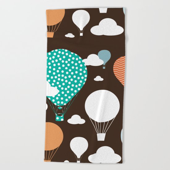 Hot air balloon chocolate Beach Towel
