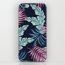Blue and Pink Summer Tropical Resort Monstera Plants iPhone Skin