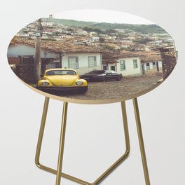 Brazil Photography - Old Street With An Old Yellow Car Side Table