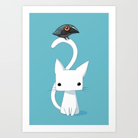 Cat and Raven Art Print