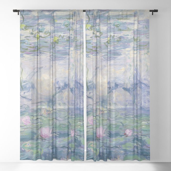 Water Lilies Claude Monet Fine Art Sheer Curtain