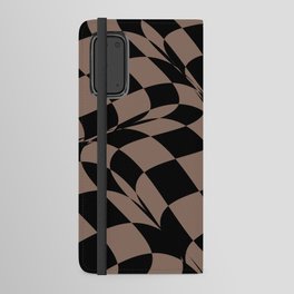 Black and Brown Distorted Checkerboard Pattern Pairs DE 2022 Trending Color Wandering Road DE6076 Android Wallet Case