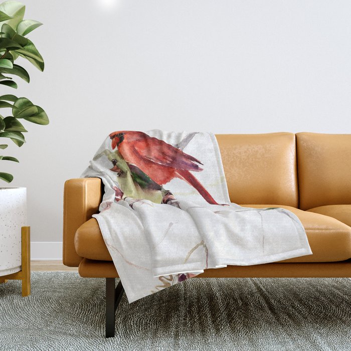 Cardinal bird store throw blanket