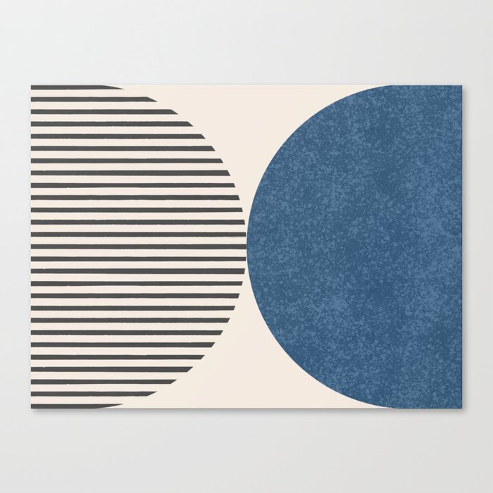 Semicircle Stripes - Blue Canvas Print