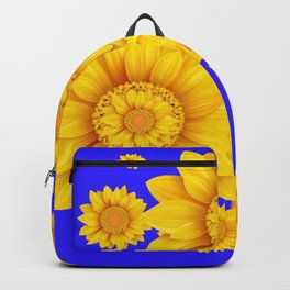YELLOW SUNFLOWERS PATTERRN BLUE ABSTRACT ART Backpack