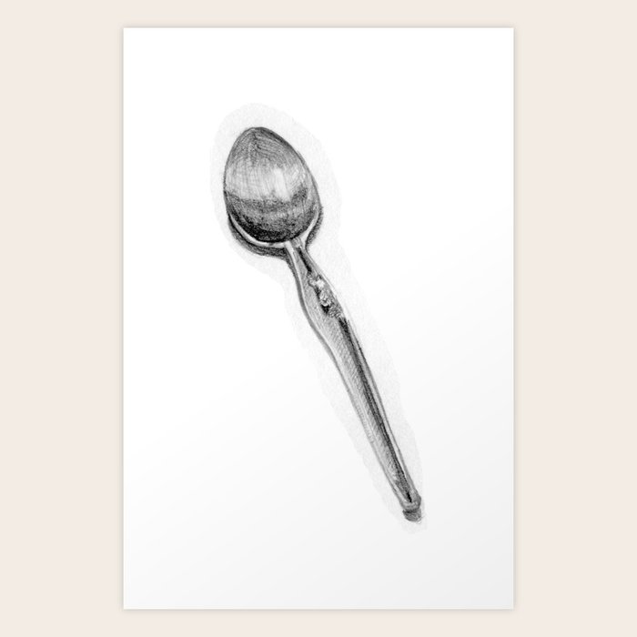 Silver Spoon Realistic Pencil Sketch Drawing Art Print By
