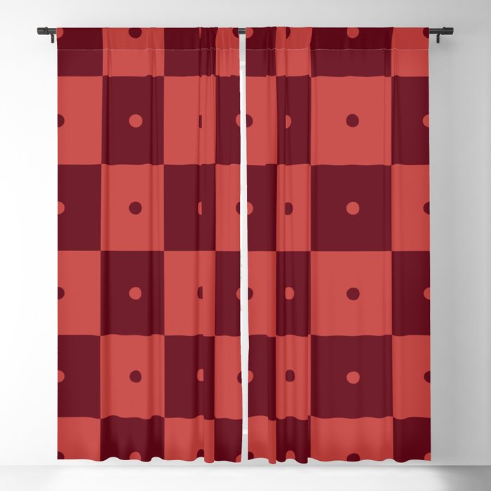 Squares and Circles Dots Checkerboard Red Ruby Scarlet Crimson Punk Rock Blackout Curtain