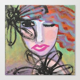 Funky Abstract Portrait of a Woman Acrylic on Ceramic Tile Canvas Print