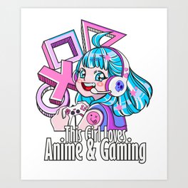 Gamer Girl Video Games Anime Lover Gaming Art Print | Animelovers, Weeb, Kawaii, Japaneseart, Cool, Graphicdesign, Videogames, Anime, Gamer, Manga 