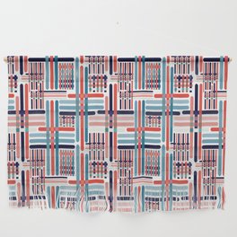 Crisscrossed checks red and blue Wall Hanging