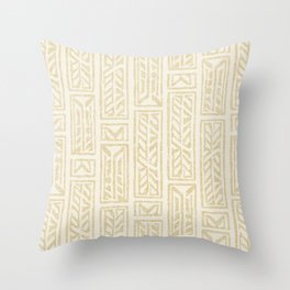 mudcloth feathers - cream Throw Pillow