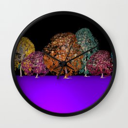 colors and trees Wall Clock | Lilac, Issabld, Horizon, Modernart, Digitalart, Graphicdesign, Modern, Digital, Tree 