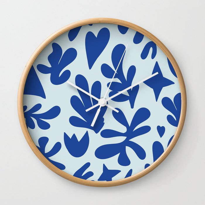 Matisse cutouts blue Wall Clock