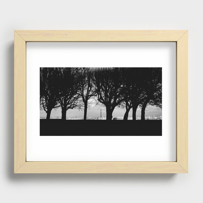 Paris Behind Trees Recessed Framed Print