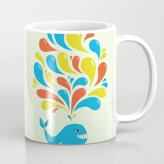 Colorful Swirls Happy Cartoon Whale Mug