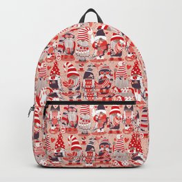 I gnome you more // flesh background red and orange shade Valentine's Day gnomes and motifs Backpack