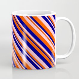 [ Thumbnail: Blue, Pink, and Red Colored Lines/Stripes Pattern Coffee Mug ]