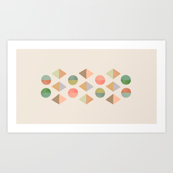 Geo Split Shapes - Warm Colors Art Print