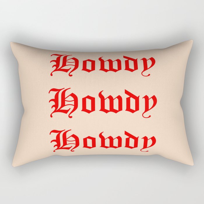 Old English Howdy Red and White Rectangular Pillow