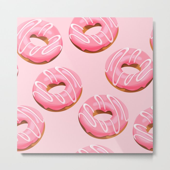 Pink Retro Donuts  Metal Print