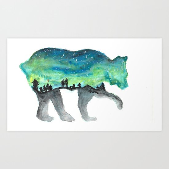 Aurora Bear Art Print