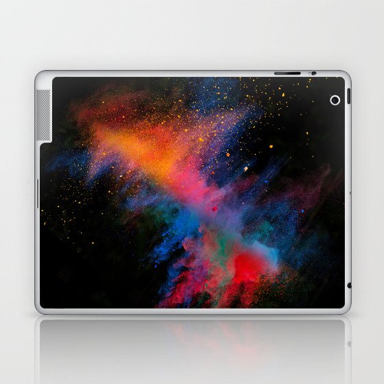 Launched colorful powder on black background Laptop & iPad Skin