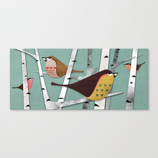 Suspicious little birds Canvas Print