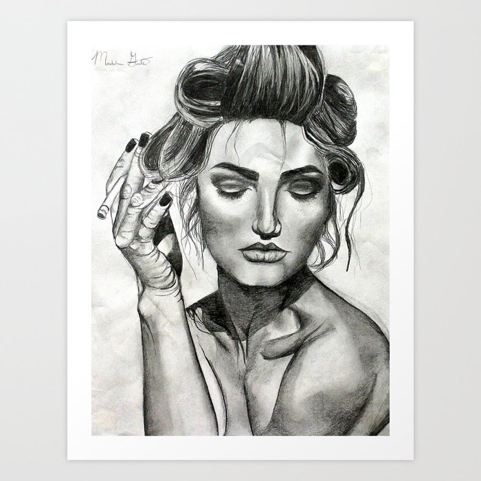 Model with Cigarette Art Print