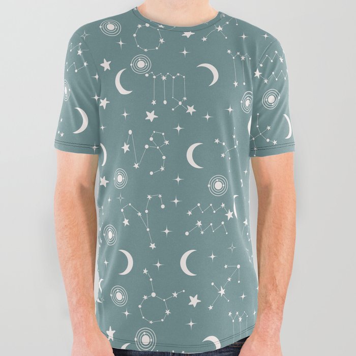 stars and constellations grey All Over Graphic Tee