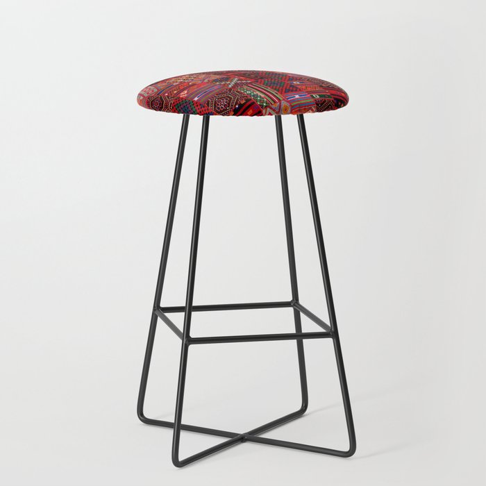 N246 - Red Oriental Berber Traditional Boho Moroccan Collage Bar Stool