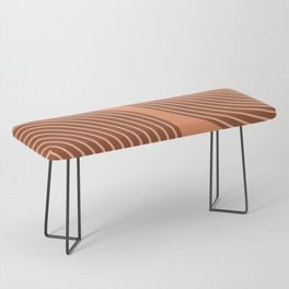 Abstract Geometric Lines 32 in Terracotta Shades (Rainbow) Bench