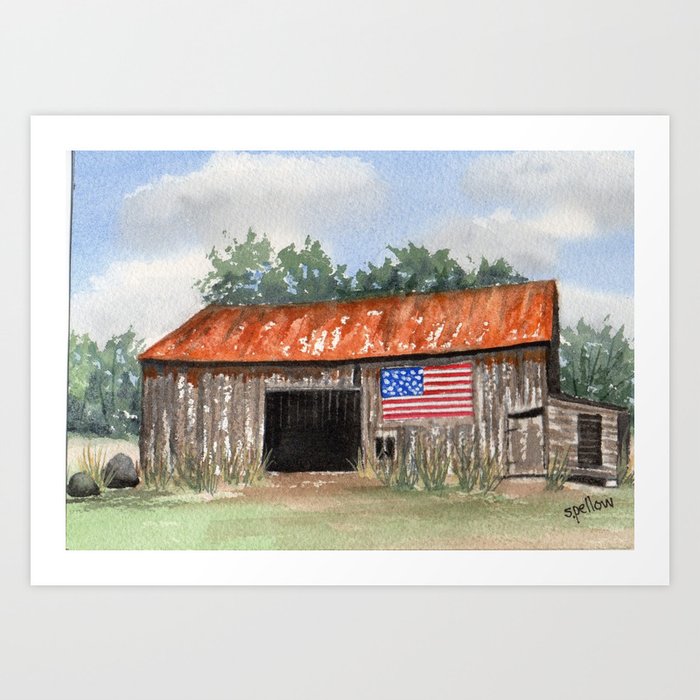 Old Barn Old Glory Art Print By Slpellow Society6