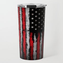Red & white Grunge American flag Travel Mug