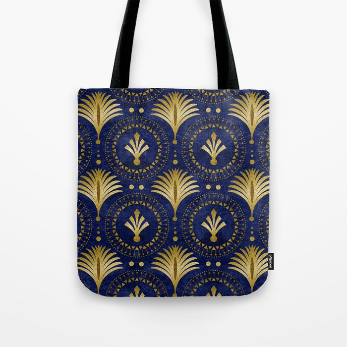 Art Deco Blue And Gold Luxury Tote Bag