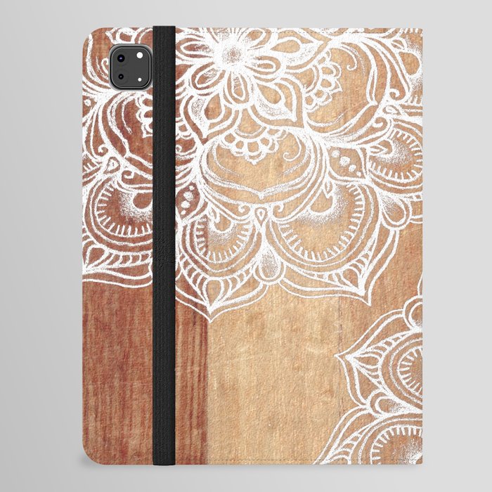 White doodles on blonde wood - neutral / nude colors iPad Folio Case