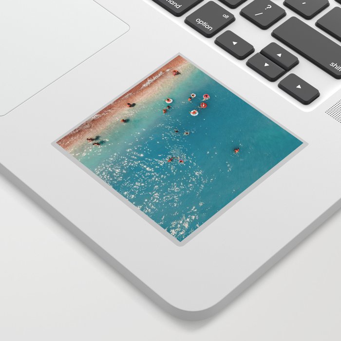 People Swimming In Ocean, Aerial Sea Photography, Aerial Beach, Beach Photography, Coastal Print Sticker