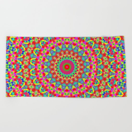 Kaleidoscope Vibrant Trippy Pattern Beach Towel