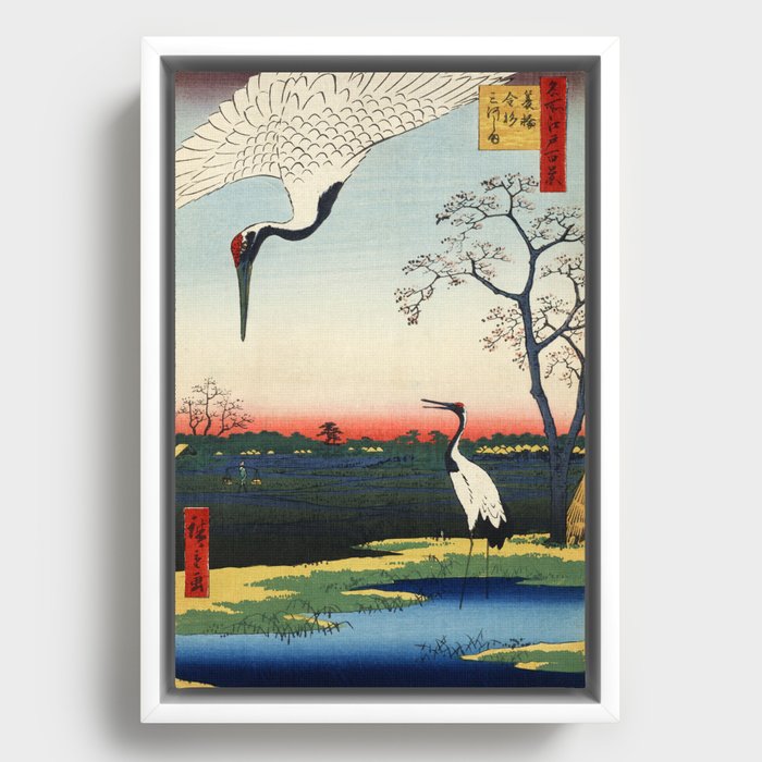 Japanese Woodblock Crane Art One Hundred Famous Views of Edo Framed Canvas
