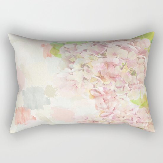 Pink Hydrangeas on a soft pastel abstract background Rectangular Pillow