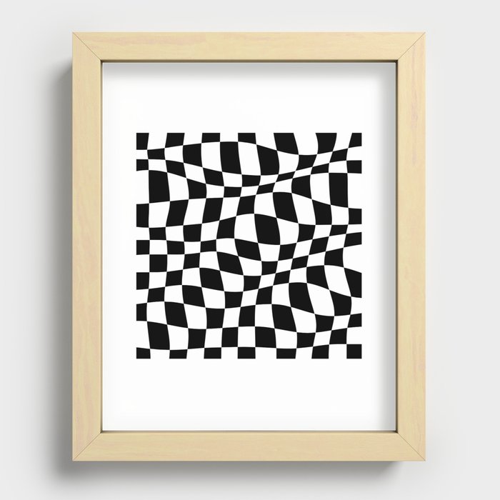Warped Checkered Pattern (black/white) Recessed Framed Print
